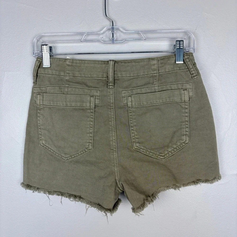 American Eagle Twill Cutoff Shorts Green Y2K Summer Casual Gorpcore Size 0‎